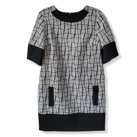 Banana Republic Tweed Textured Mod Mini Dress 8 Black White Career Contemporary - Picture 2 of 16